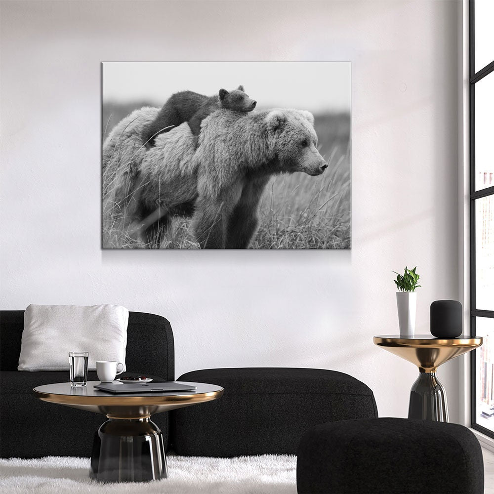 Bear & Cub Grizzly Canvas Wall Art