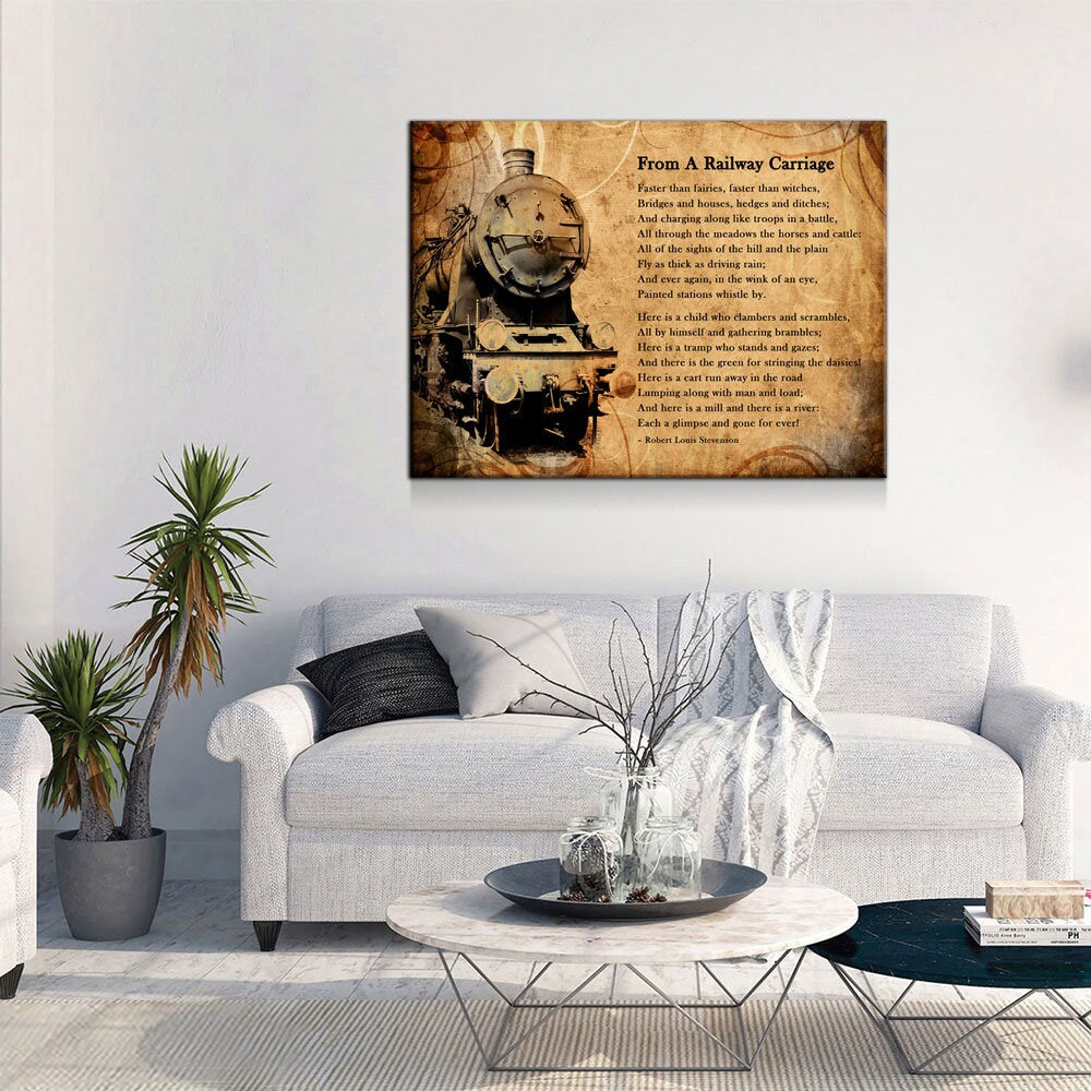 From A Railway Carriage Canvas Wall Art, Train Poem