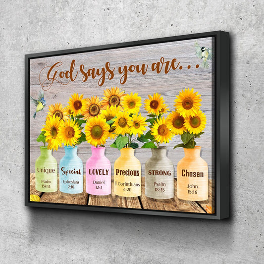 God Says You Are Sunflower Canvas Wall Art