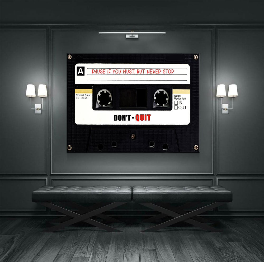 Pause If You Must, Never Stop Canvas Wall Art, Retro Cassette