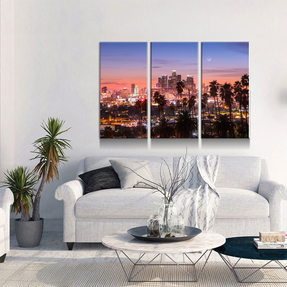 Los Angeles 3-Piece Canvas Wall Art Set, California Print