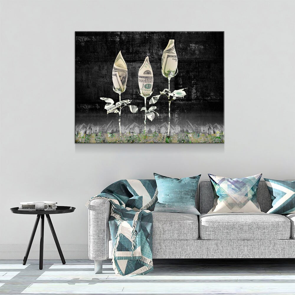 Money Roses Canvas Wall Art