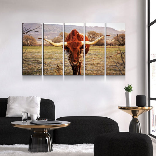 Texas Longhorn Canvas Wall Art, Multi-Panel Ranch Set