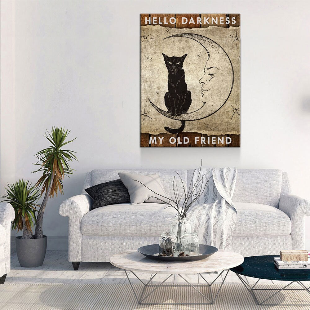 Hello Darkness My Old Friend Canvas Wall Art, Wiccan Print