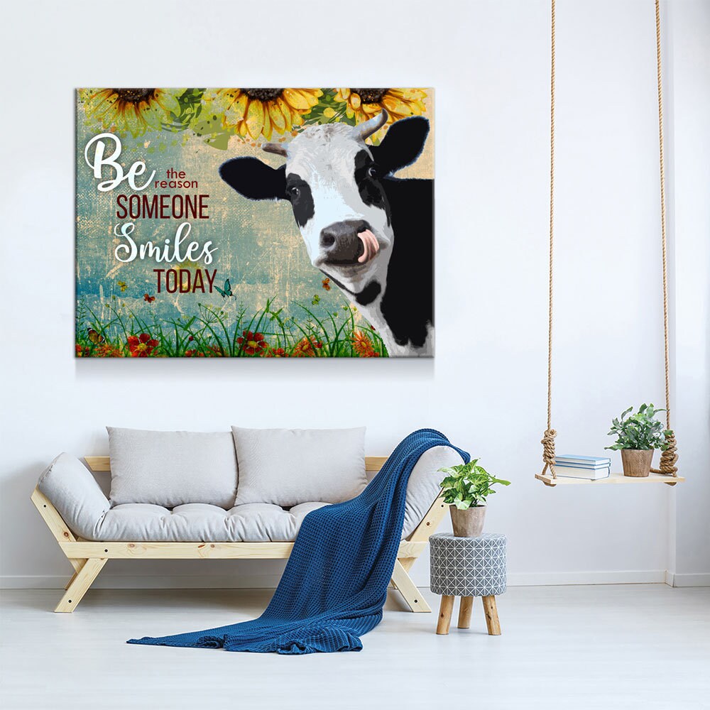 Be The Reason Someone Smiles Today Cow Canvas