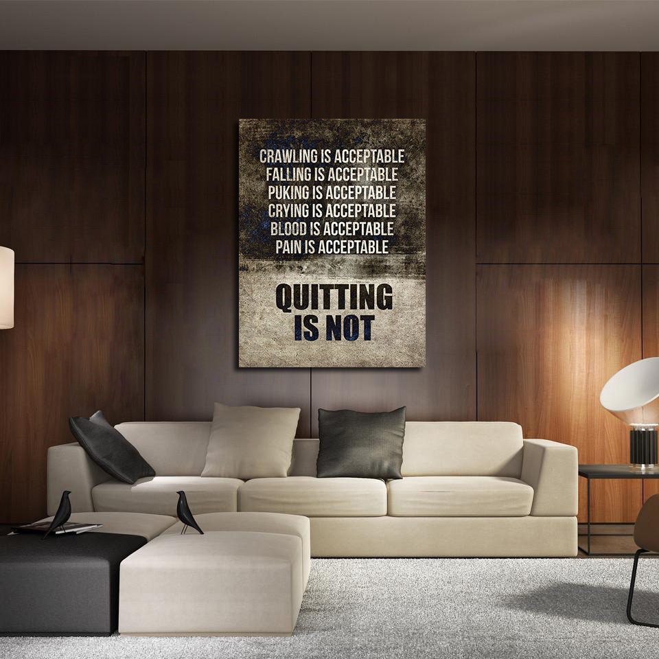 Quitting Is Not Motivational Canvas Wall Art, Gym Decor
