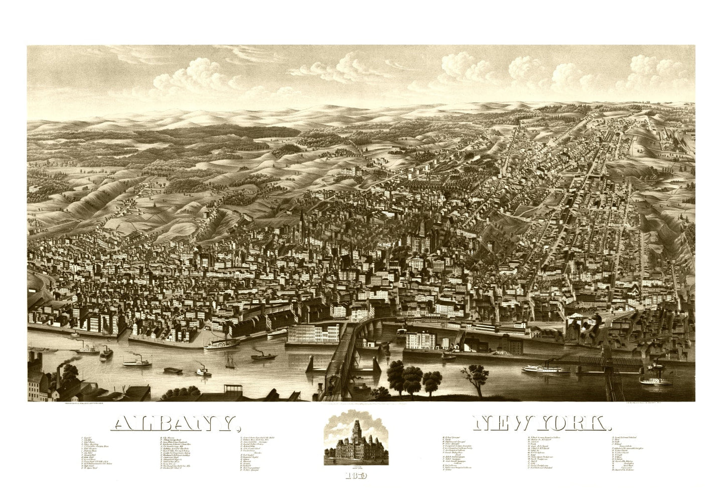 Vintage Map of Albany, New York, 1879