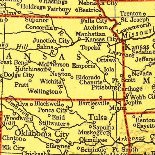 Vintage Map of the United States, 1943