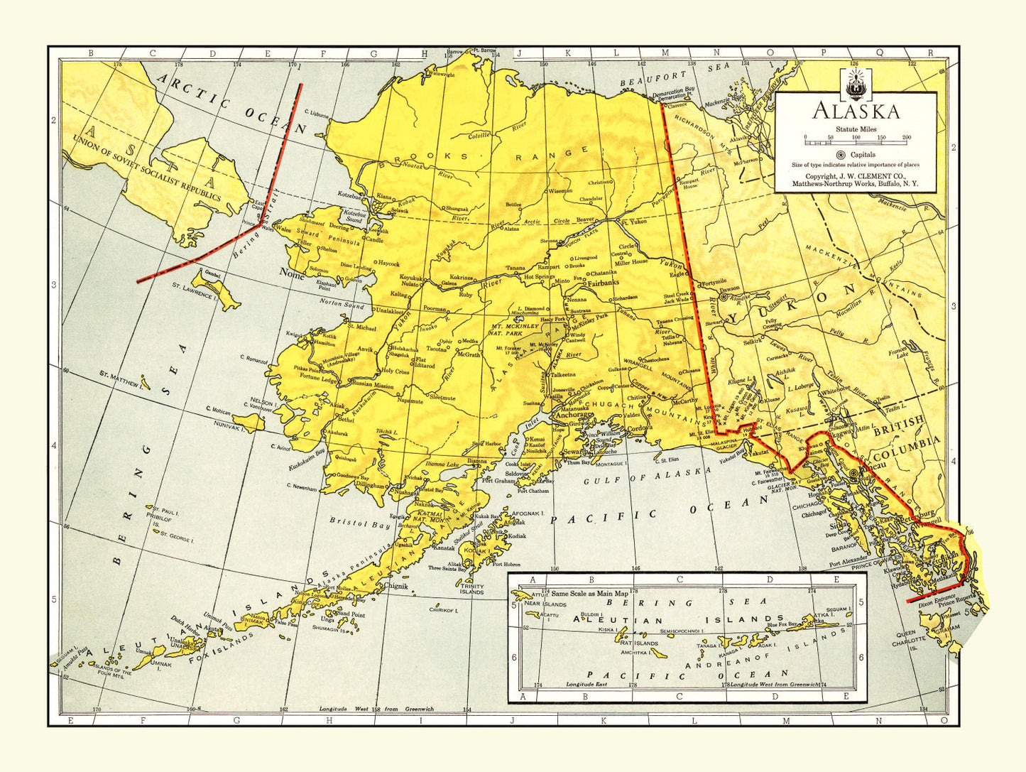 Vintage Map of Alaska, 1943