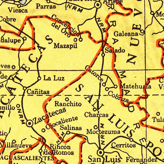 Vintage Map of Mexico, 1943