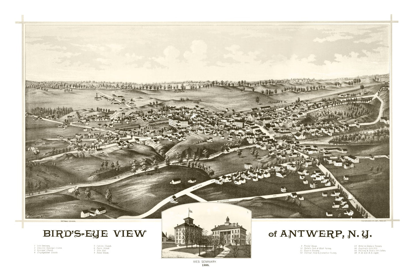 Vintage Map of Antwerp, New York, 1888