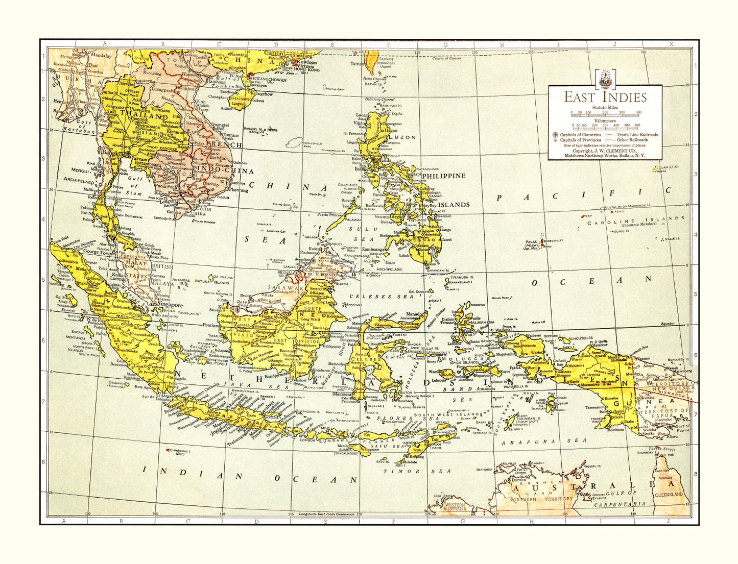 Vintage Map of the East Indies, 1943
