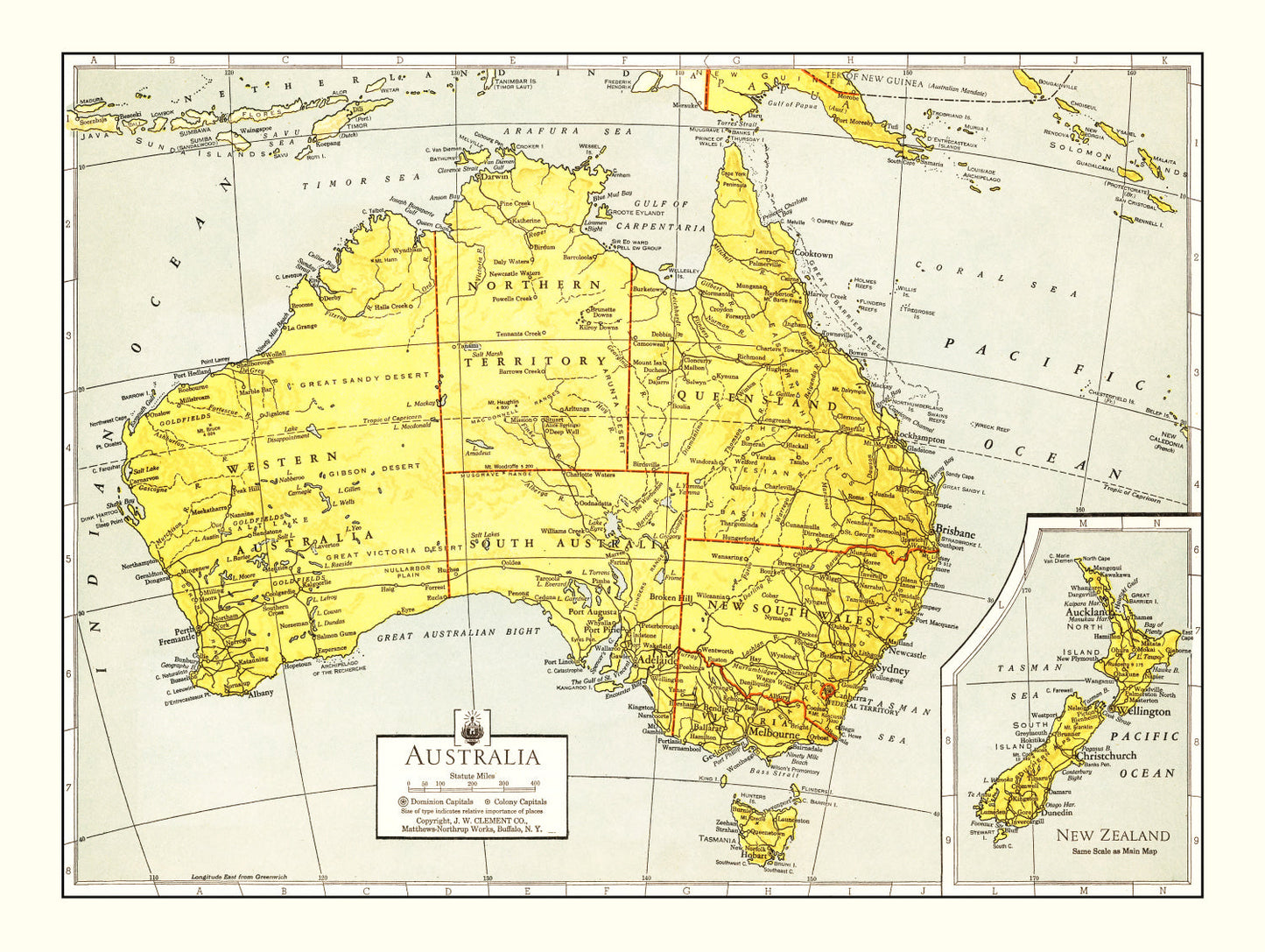 Vintage Map of Australia, 1943