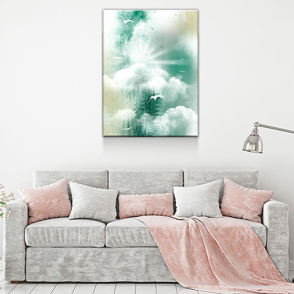 Morning Glory Coastal Seagulls Canvas Wall Art
