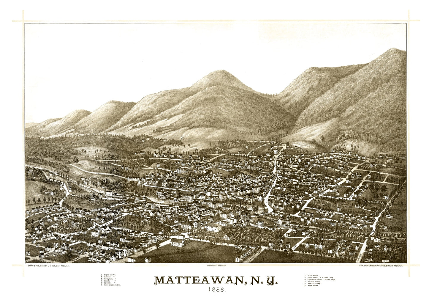 Vintage Map of Matteawan, New York, 1886