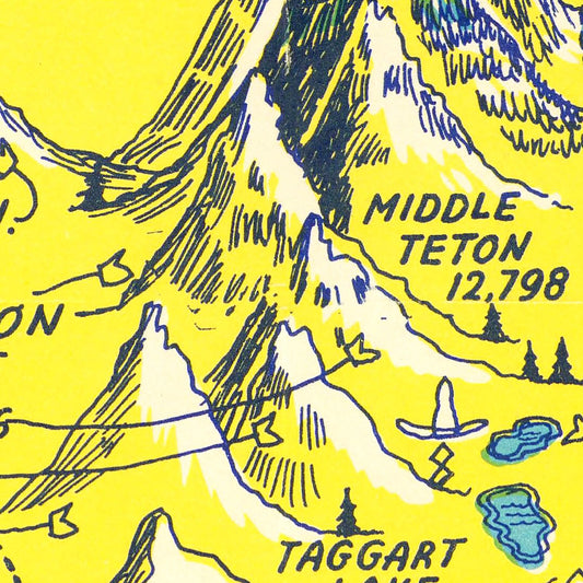 Vintage Map of Jackson Hole & Grand Teton National Park, 1947