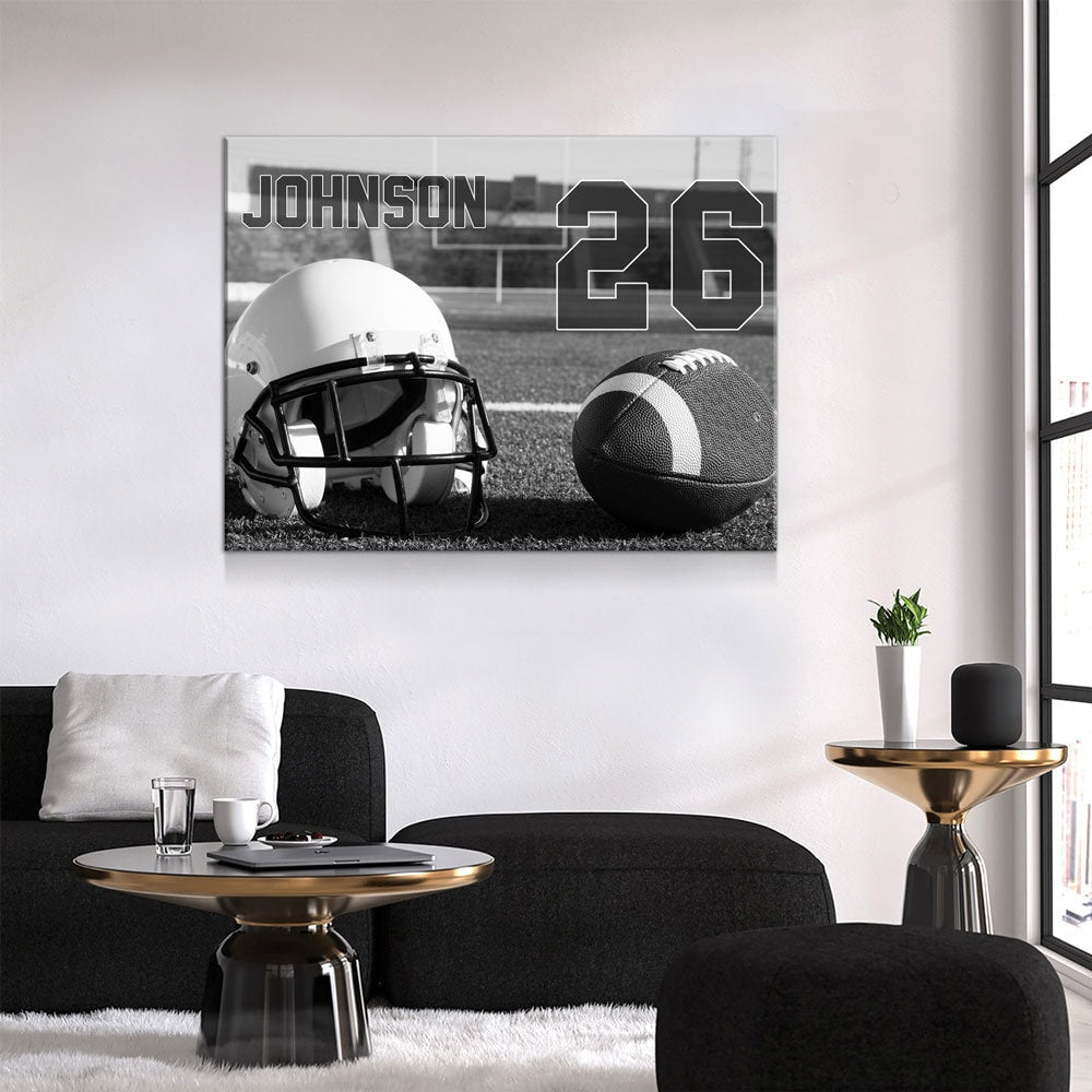 Personalized Football Name & Number Canvas Wall Art