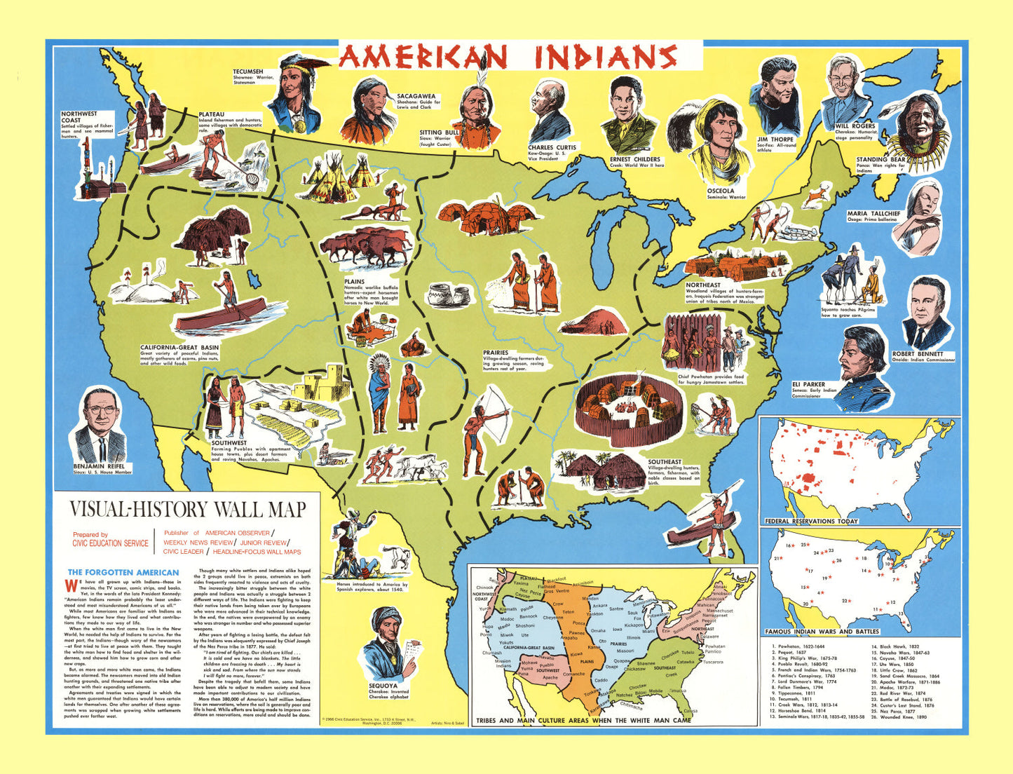 Vintage Map of the United States, 1966