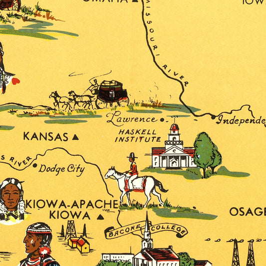 Vintage Map of the United States, 1944