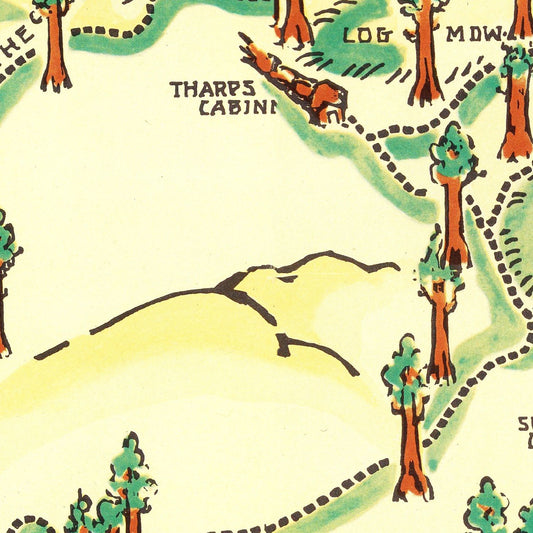 Vintage Map of Sequoia National Park, 1954