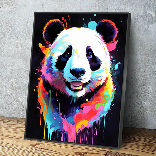 The Panda Canvas Wall Art - Abstract Panda Print