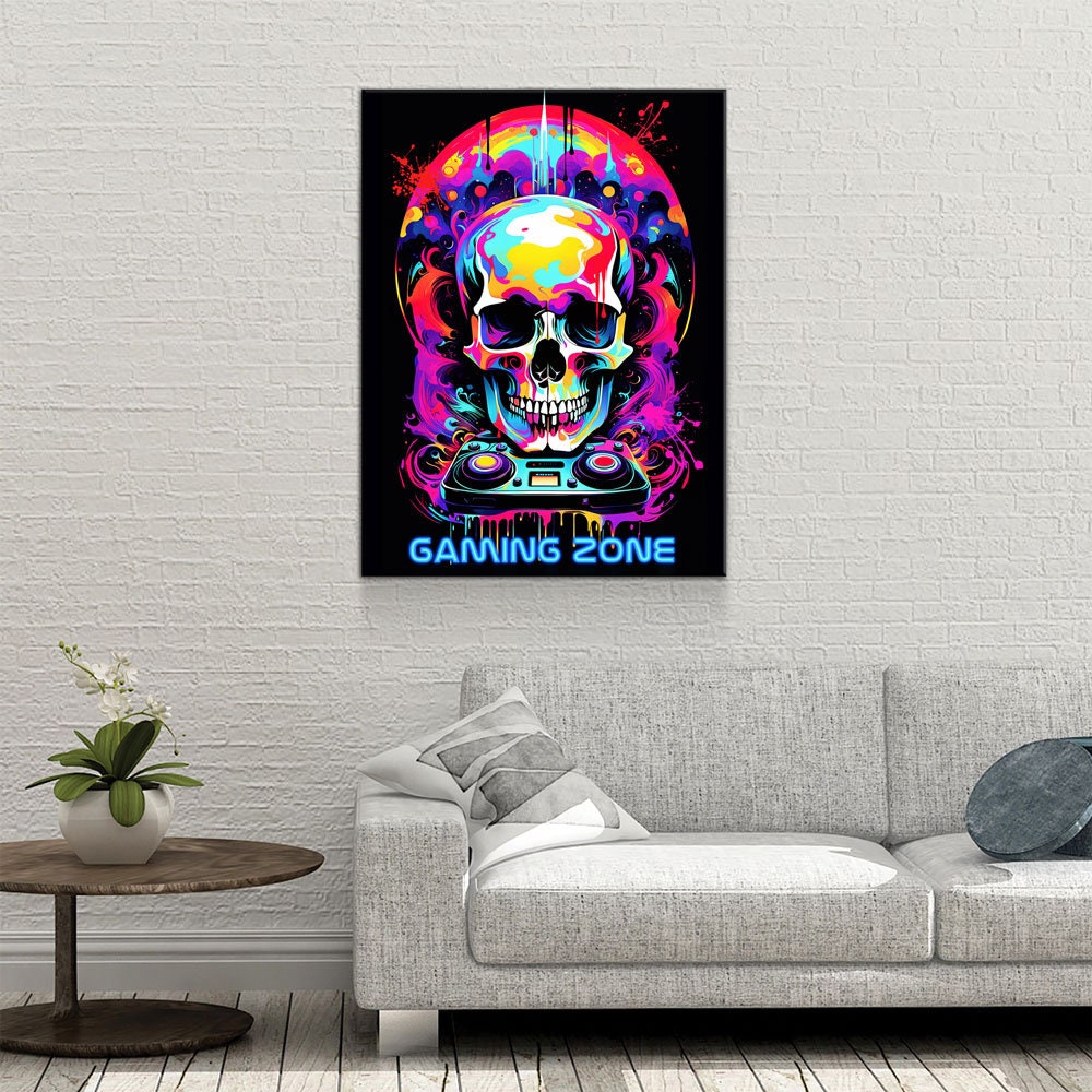 Gaming Zone Canvas Wall Art, Gamer Room Decor
