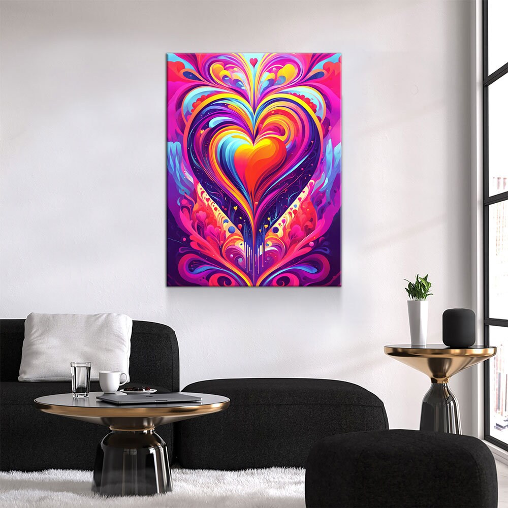 All You Need Is Love Canvas, Abstract Heart Wall Art