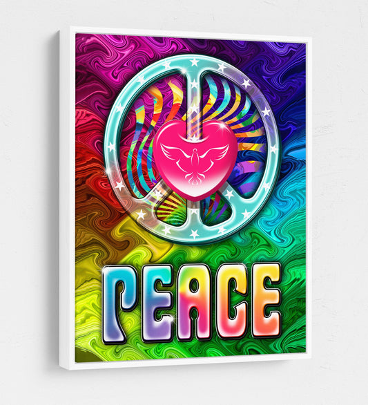 Love And Peace Tie-Dye Canvas Wall Art