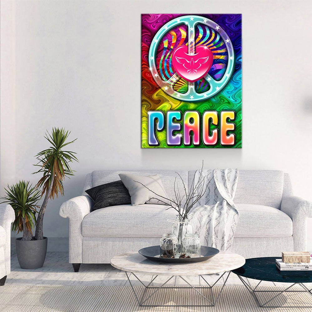 Love And Peace Tie-Dye Canvas Wall Art