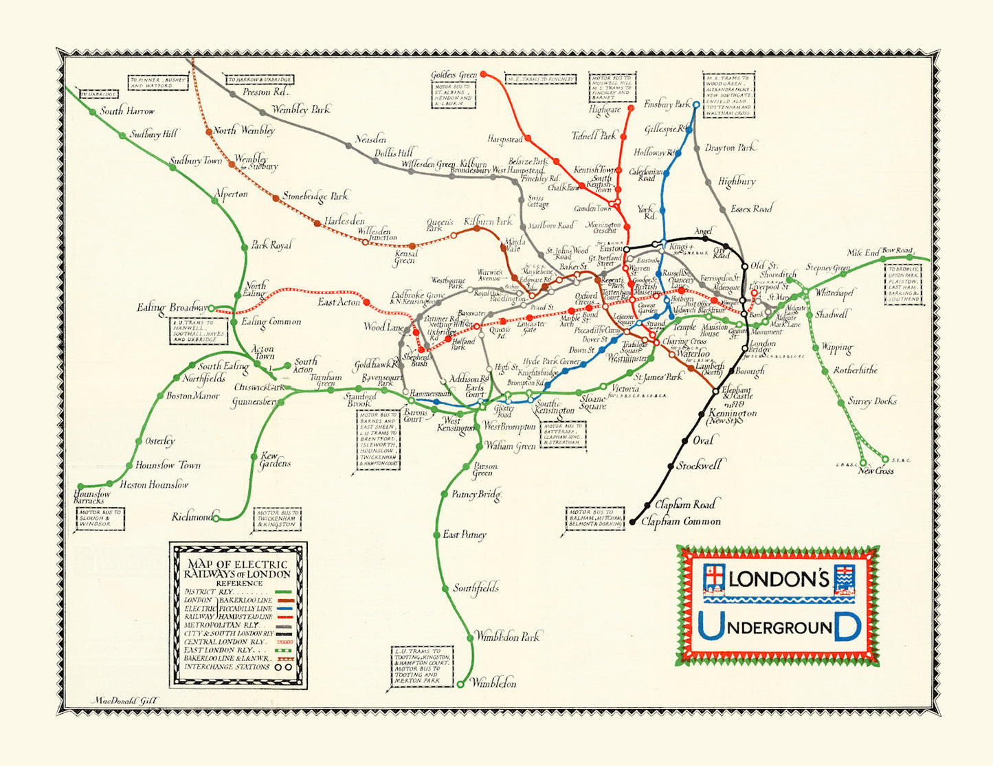 Vintage Map of the London Underground, 1922