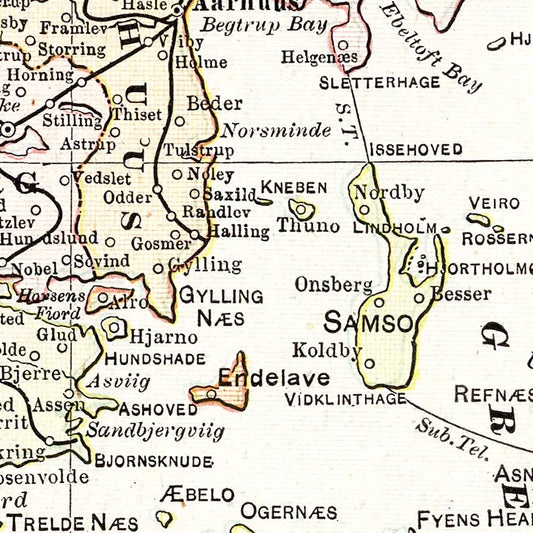 Vintage Map of Denmark, 1901
