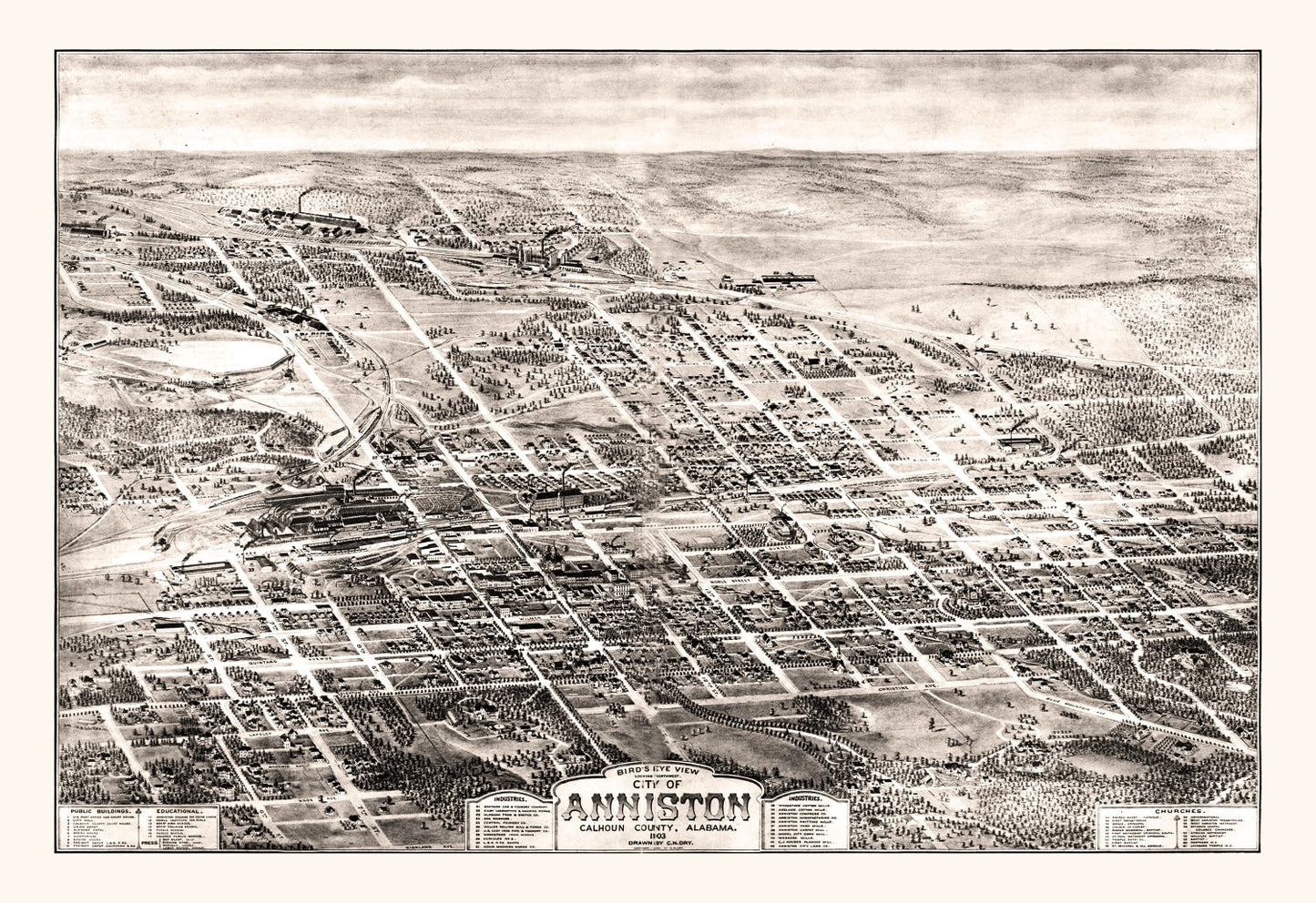 Vintage Map of Anniston, Alabama, 1903