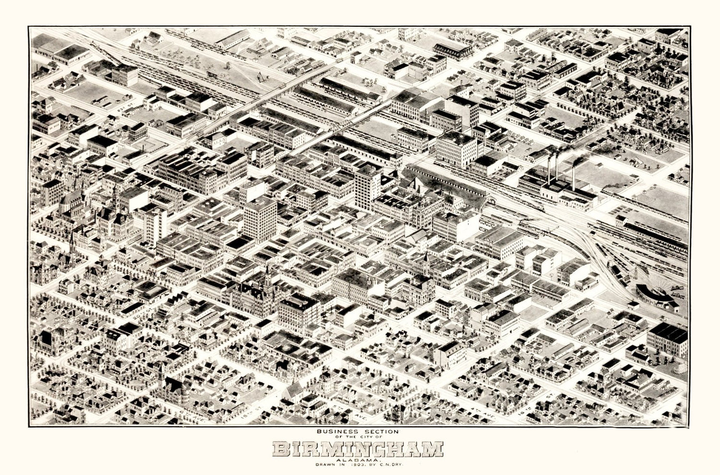 Vintage Map of Birmingham, Alabama, 1903