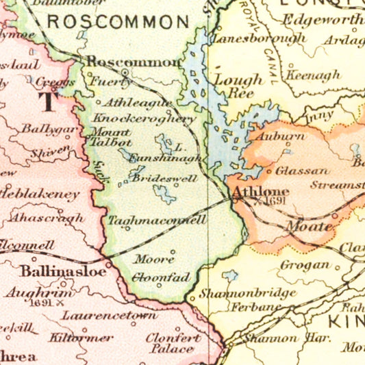 Vintage Map of Ireland, 1891