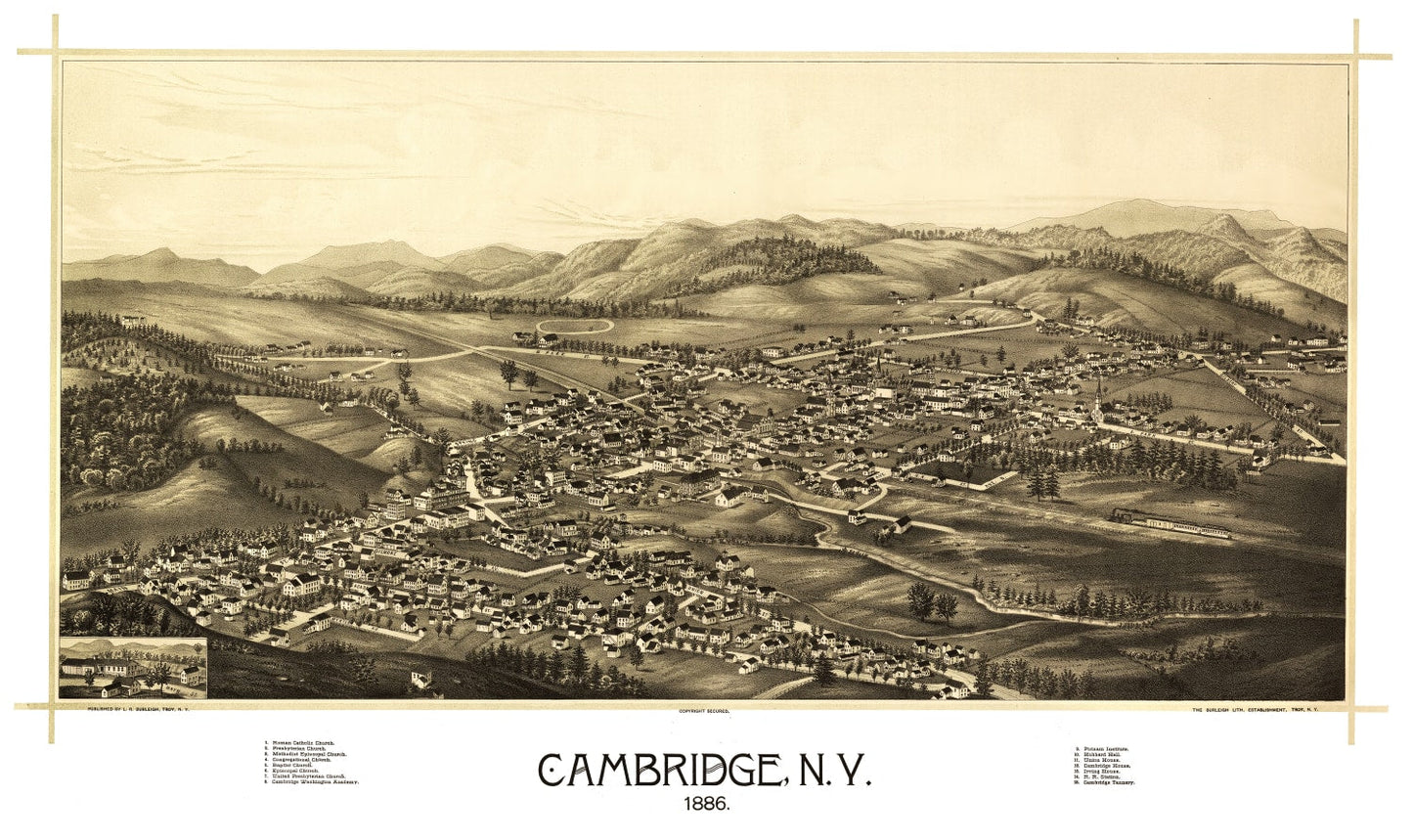 Vintage Map of Cambridge, New York, 1886