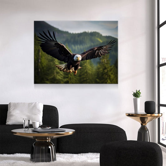 Flying Bald Eagle Canvas Wall Art