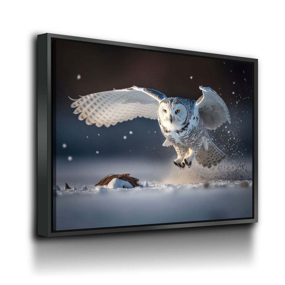 Snowy Owl Flying Canvas Wall Art