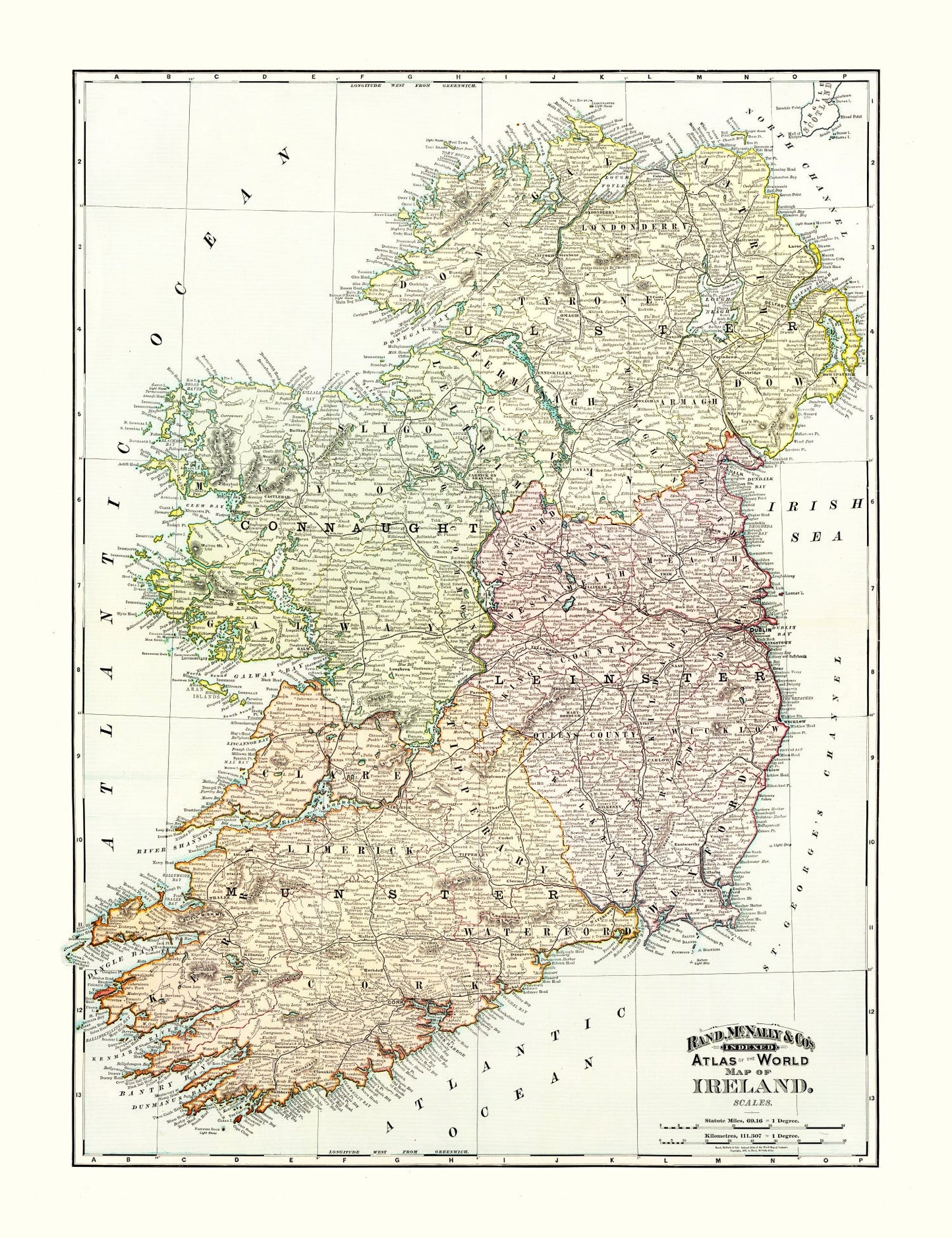 Vintage Map of Ireland, 1897
