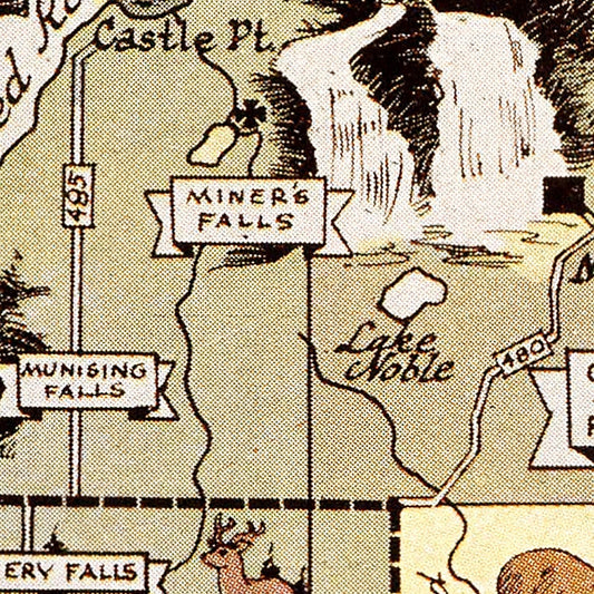 Vintage Map of Alger County, Michigan, 1936