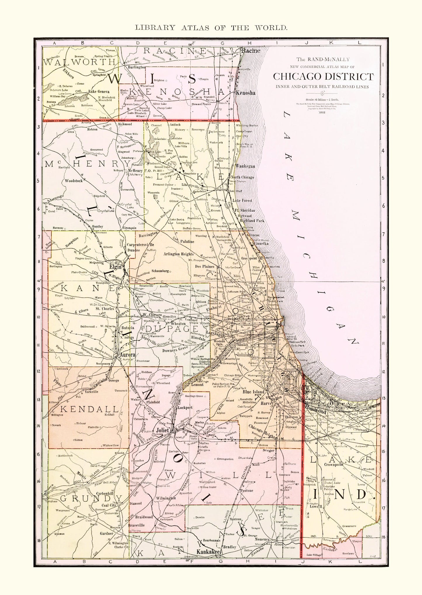 Vintage Chicago Railroad Lines Map 1912