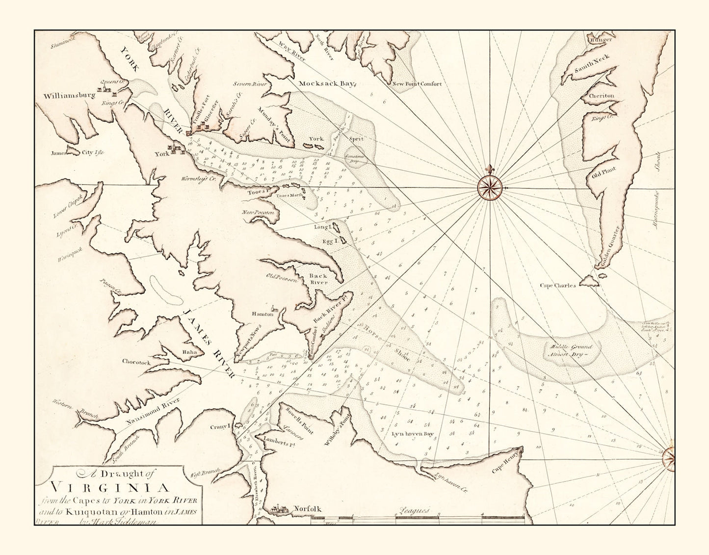 Vintage Map of Virginia, 1742