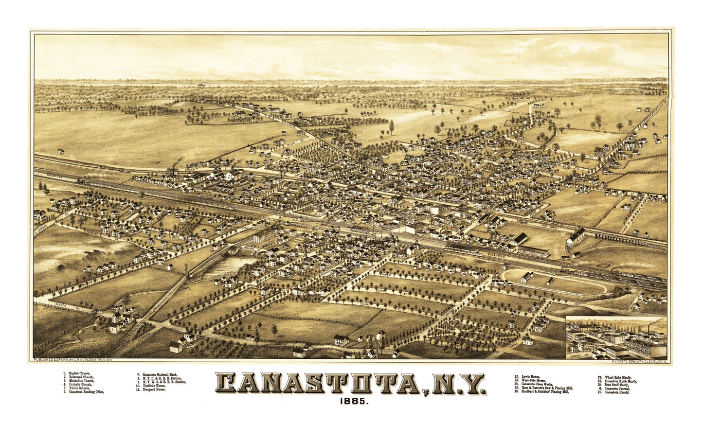 Vintage Map of Canastota, New York, 1885 Wall Art