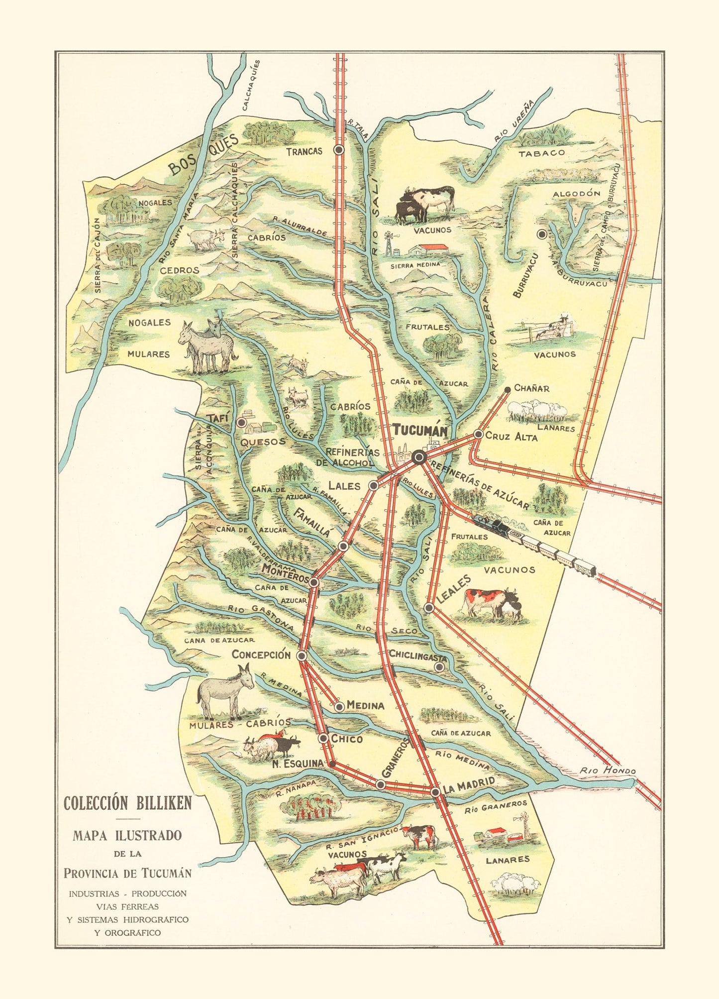 Vintage Map of Tucuman, Argentina, 1933