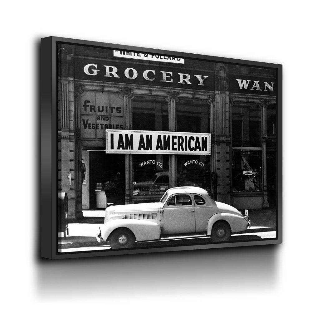 I Am An American Vintage Photo Canvas Wall Art
