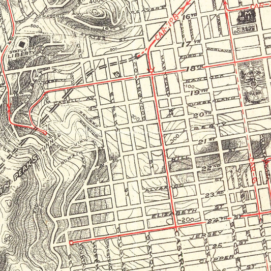 Vintage Map of San Francisco, California, 1915