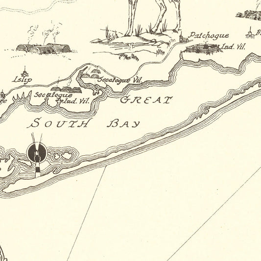 Vintage Map of Long Island, New York, 1925