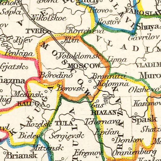 Vintage Map of Russia in Europe, 1851
