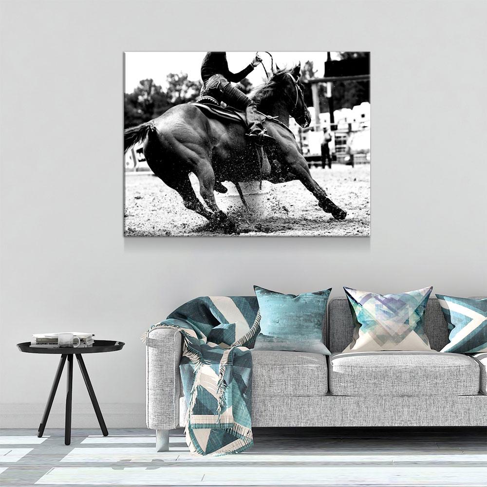 Barrel Racing Girl Cowgirl Canvas Wall Art