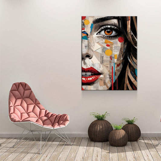 Newspaper Pop Art Girl Retro Canvas Wall Art