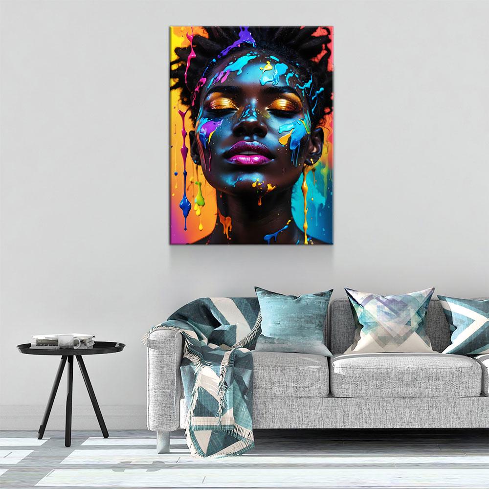 Black Girl With Paint Splatter Canvas Art